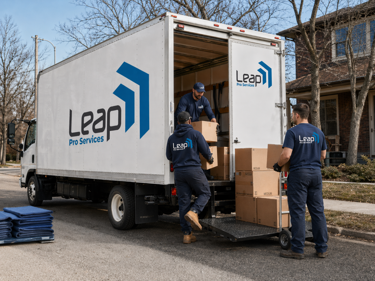 Professional movers loading a truck